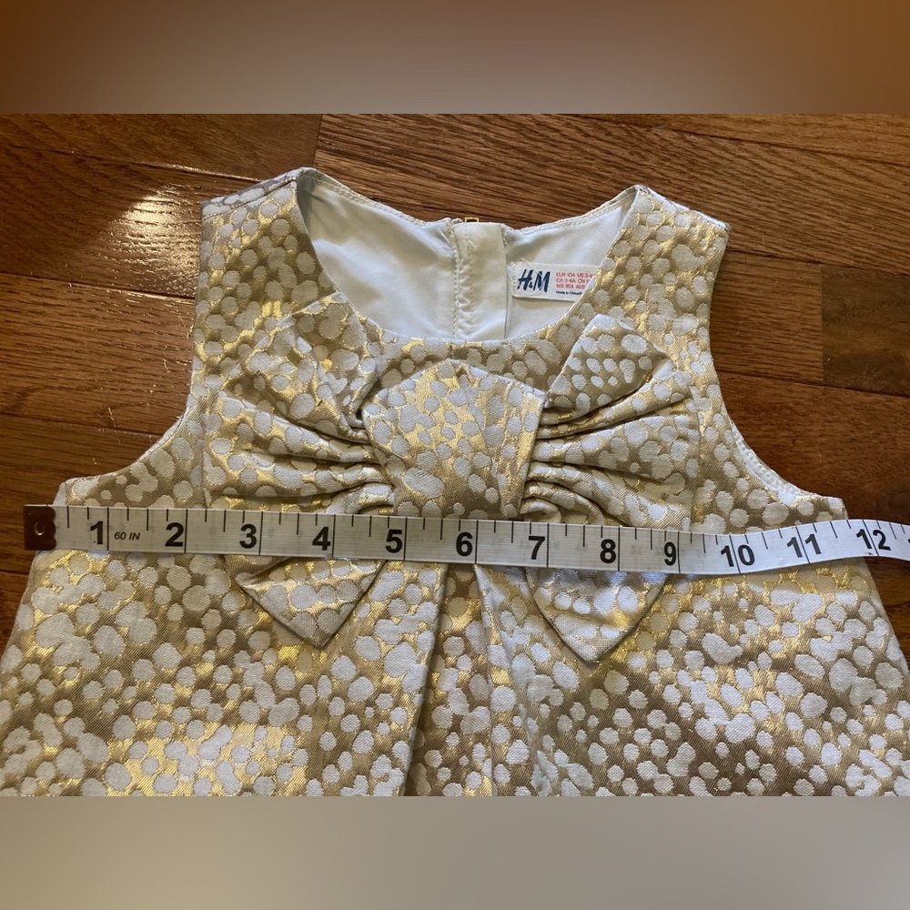 Metallic Gold Circle Dots Dress Girls 3-4 Formal Glam Resort Party - Picture 6 of 7
